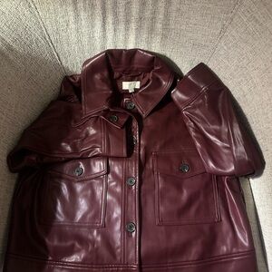 LOFT Deep Burgundy Leather Jacket